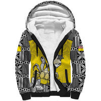 Personalised Happy Niue Constitution Day Sherpa Hoodie Niuean Crab Hiapo Pattern Yellow Version LT05 Unisex Yellow - Polynesian Pride