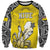 Personalised Happy Niue Constitution Day Sweatshirt Niuean Crab Hiapo Pattern Yellow Version