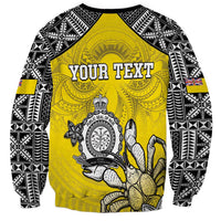 Personalised Happy Niue Constitution Day Sweatshirt Niuean Crab Hiapo Pattern Yellow Version LT05 - Polynesian Pride