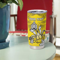 Personalised Happy Niue Constitution Day Tumbler Cup Niuean Crab Hiapo Pattern Yellow Version LT05 - Polynesian Pride