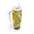 Personalised Happy Niue Constitution Day Tumbler With Handle Niuean Crab Hiapo Pattern Yellow Version