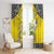 Happy Niue Constitution Day Window Curtain Niuean Crab Hiapo Pattern Yellow Version