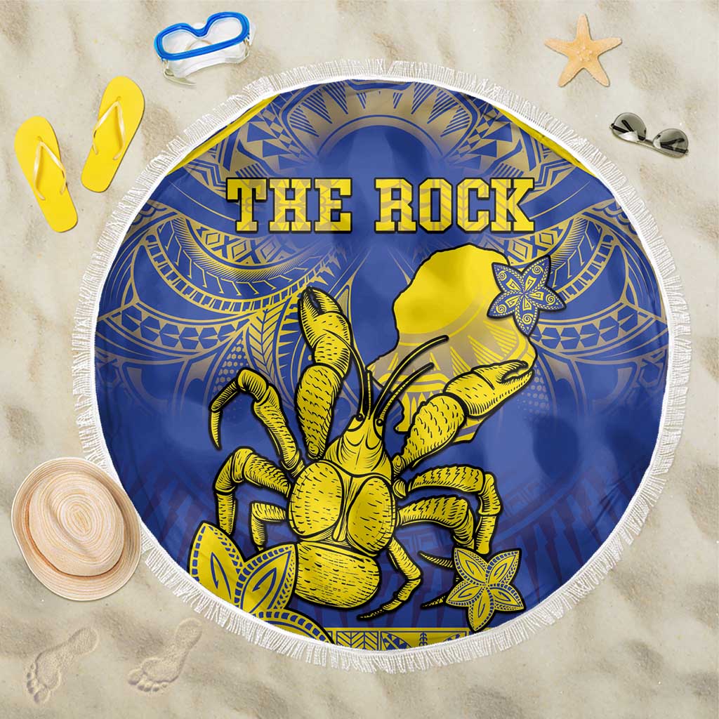 Niue The Rock Beach Blanket Niuean Crab Hiapo Pattern Blue Version LT05 One Size 150cm Blue - Polynesian Pride