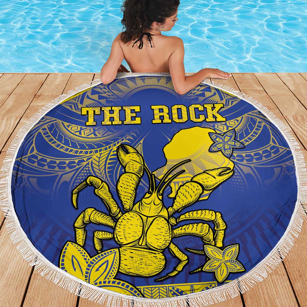 Niue The Rock Beach Blanket Niuean Crab Hiapo Pattern Blue Version LT05 - Polynesian Pride