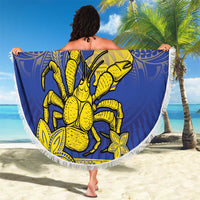 Niue The Rock Beach Blanket Niuean Crab Hiapo Pattern Blue Version LT05 - Polynesian Pride