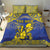 Niue The Rock Bedding Set Niuean Crab Hiapo Pattern Blue Version