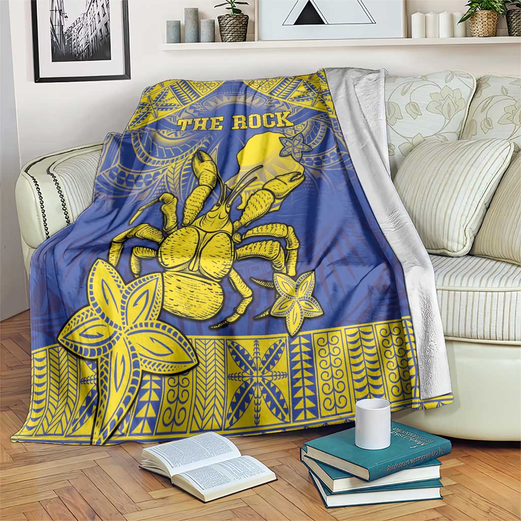 Niue The Rock Blanket Niuean Crab Hiapo Pattern Blue Version LT05 Blue - Polynesian Pride