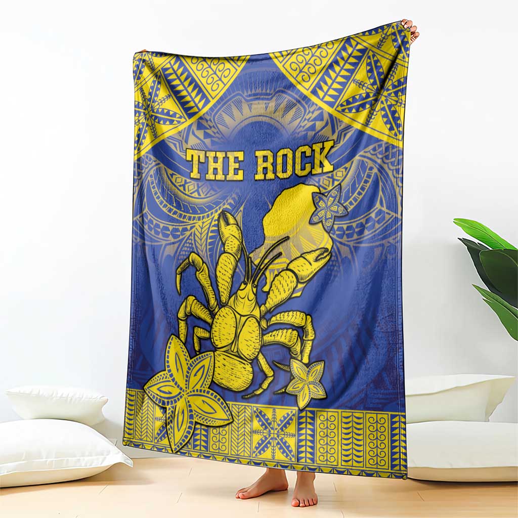 Niue The Rock Blanket Niuean Crab Hiapo Pattern Blue Version LT05 - Polynesian Pride