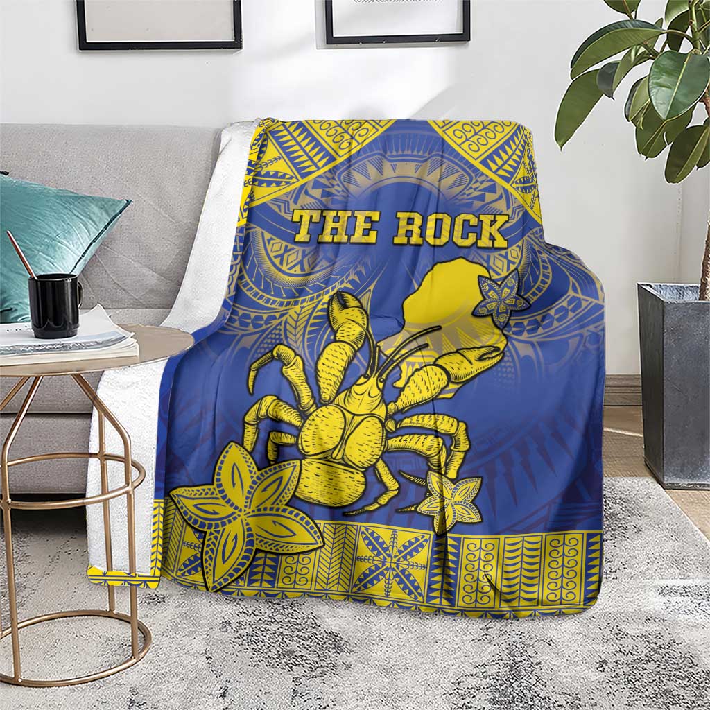 Niue The Rock Blanket Niuean Crab Hiapo Pattern Blue Version LT05 - Polynesian Pride