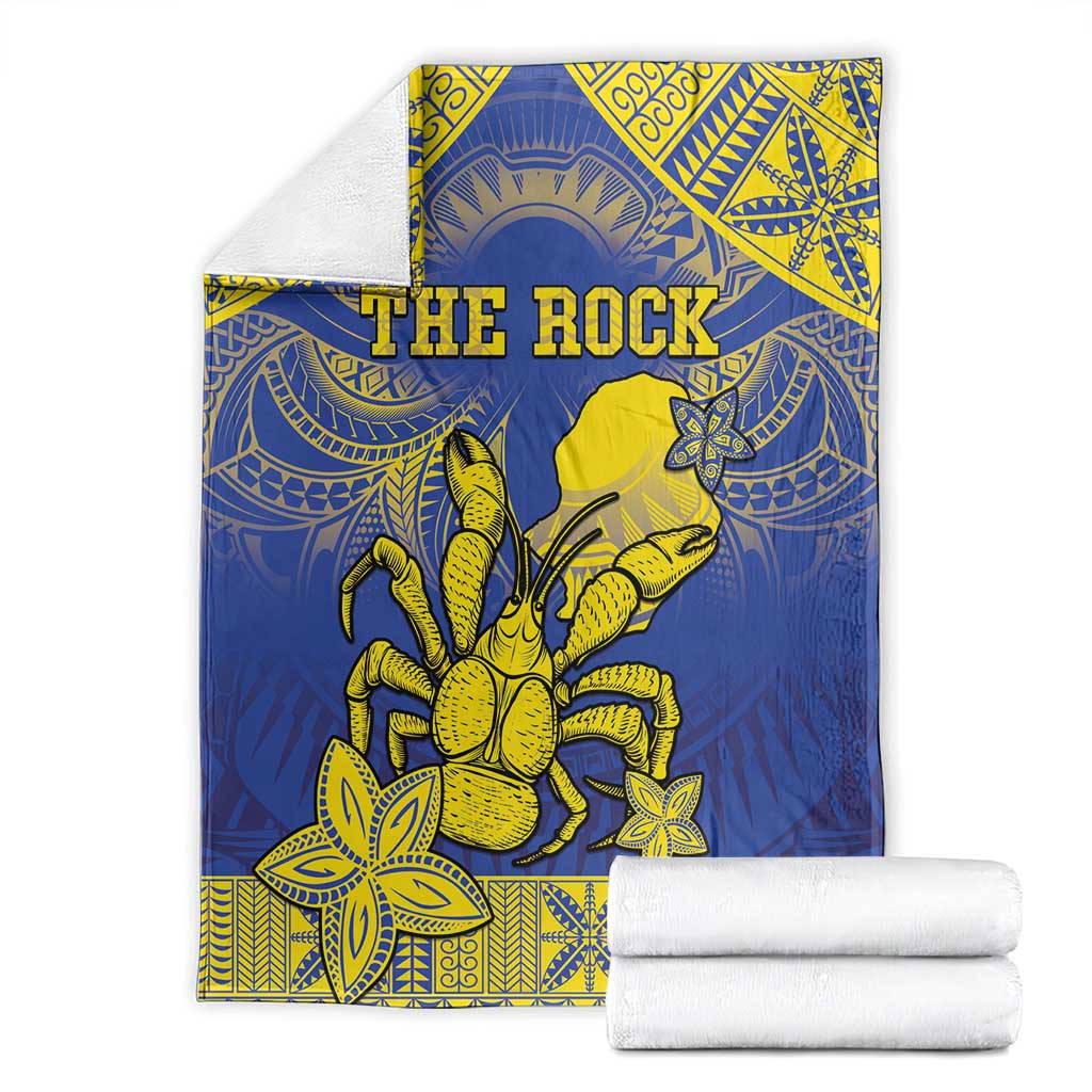 Niue The Rock Blanket Niuean Crab Hiapo Pattern Blue Version LT05 - Polynesian Pride