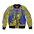 Personalised Niue The Rock Bomber Jacket Niuean Crab Hiapo Pattern Blue Version