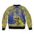 Personalised Niue The Rock Bomber Jacket Niuean Crab Hiapo Pattern Blue Version