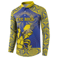 Personalised Niue The Rock Button Sweatshirt Niuean Crab Hiapo Pattern Blue Version LT05 - Polynesian Pride