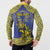 Personalised Niue The Rock Button Sweatshirt Niuean Crab Hiapo Pattern Blue Version