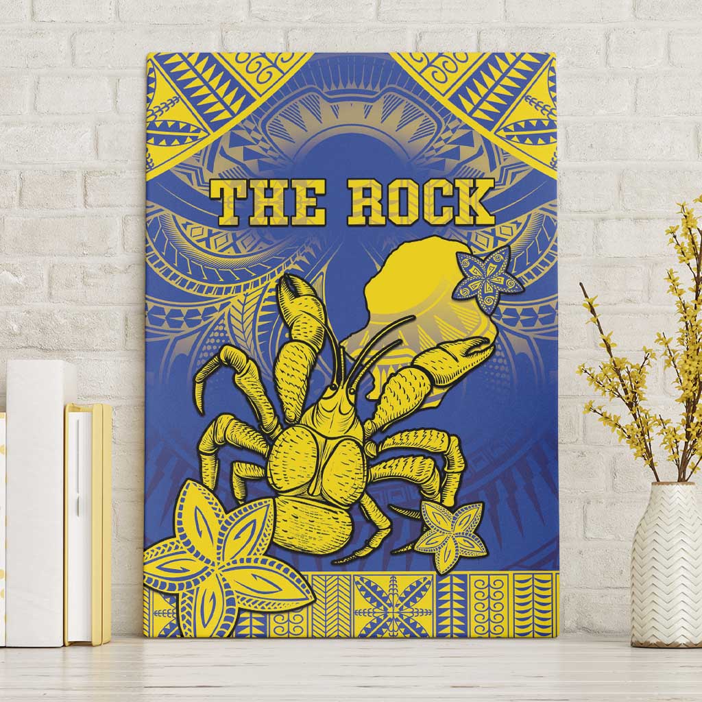 Niue The Rock Canvas Wall Art Niuean Crab Hiapo Pattern Blue Version