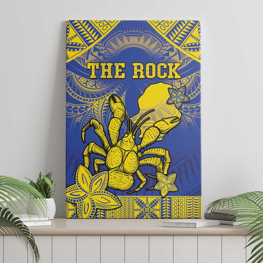 Niue The Rock Canvas Wall Art Niuean Crab Hiapo Pattern Blue Version LT05 - Polynesian Pride
