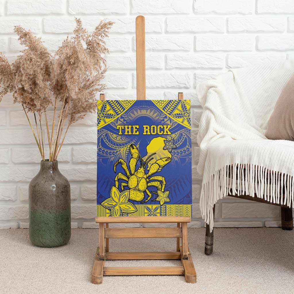 Niue The Rock Canvas Wall Art Niuean Crab Hiapo Pattern Blue Version LT05 - Polynesian Pride