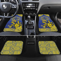 Niue The Rock Car Mats Niuean Crab Hiapo Pattern Blue Version LT05 Set 4pcs Blue - Polynesian Pride