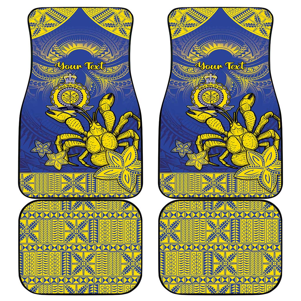Niue The Rock Car Mats Niuean Crab Hiapo Pattern Blue Version LT05 - Polynesian Pride