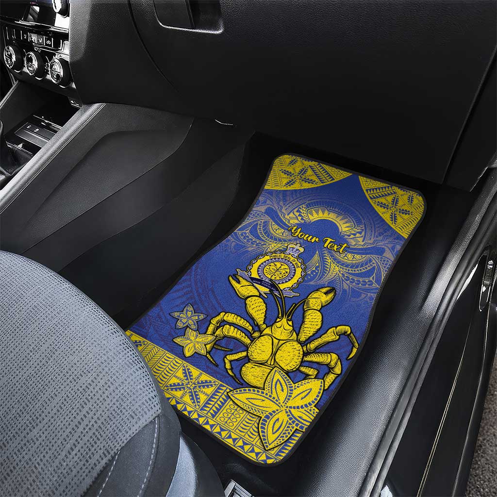 Niue The Rock Car Mats Niuean Crab Hiapo Pattern Blue Version LT05 - Polynesian Pride