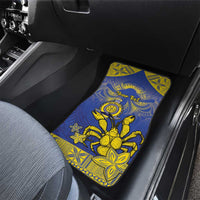 Niue The Rock Car Mats Niuean Crab Hiapo Pattern Blue Version LT05 - Polynesian Pride