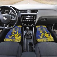 Niue The Rock Car Mats Niuean Crab Hiapo Pattern Blue Version LT05 Set 2pcs - Front Blue - Polynesian Pride
