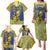 Personalised Niue The Rock Family Matching Puletasi and Hawaiian Shirt Niuean Crab Hiapo Pattern Blue Version