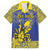 Personalised Niue The Rock Family Matching Puletasi and Hawaiian Shirt Niuean Crab Hiapo Pattern Blue Version