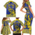 Personalised Niue The Rock Family Matching Short Sleeve Bodycon Dress and Hawaiian Shirt Niuean Crab Hiapo Pattern Blue Version