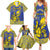 Personalised Niue The Rock Family Matching Summer Maxi Dress and Hawaiian Shirt Niuean Crab Hiapo Pattern Blue Version