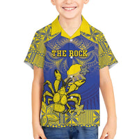 Personalised Niue The Rock Hawaiian Shirt Niuean Crab Hiapo Pattern Blue Version