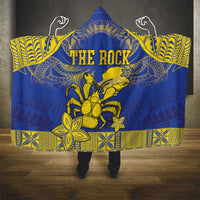 Niue The Rock Hooded Blanket Niuean Crab Hiapo Pattern Blue Version LT05 - Polynesian Pride
