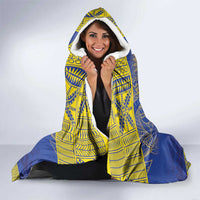 Niue The Rock Hooded Blanket Niuean Crab Hiapo Pattern Blue Version LT05 - Polynesian Pride