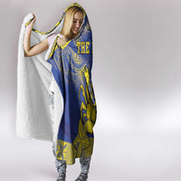 Niue The Rock Hooded Blanket Niuean Crab Hiapo Pattern Blue Version LT05 - Polynesian Pride
