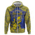 Personalised Niue The Rock Hoodie Niuean Crab Hiapo Pattern Blue Version