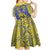 Personalised Niue The Rock Kid Short Sleeve Dress Niuean Crab Hiapo Pattern Blue Version