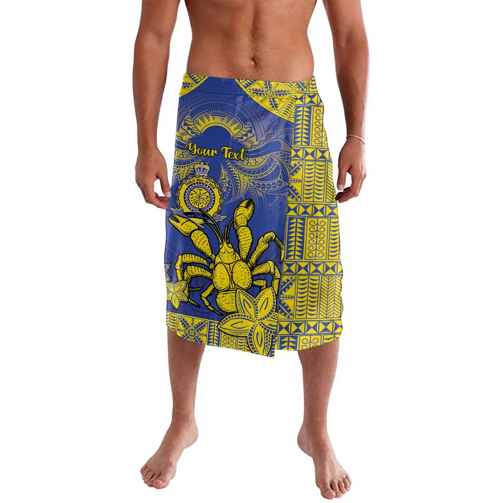 Personalised Niue The Rock Lavalava Niuean Crab Hiapo Pattern Blue Version LT05 Blue - Polynesian Pride