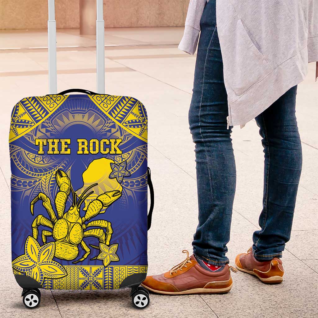 Niue The Rock Luggage Cover Niuean Crab Hiapo Pattern Blue Version