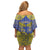 Personalised Niue The Rock Off Shoulder Short Dress Niuean Crab Hiapo Pattern Blue Version