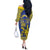 Personalised Niue The Rock Off The Shoulder Long Sleeve Dress Niuean Crab Hiapo Pattern Blue Version