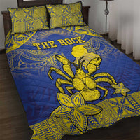 Niue The Rock Quilt Bed Set Niuean Crab Hiapo Pattern Blue Version LT05 Blue - Polynesian Pride