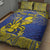 Niue The Rock Quilt Bed Set Niuean Crab Hiapo Pattern Blue Version