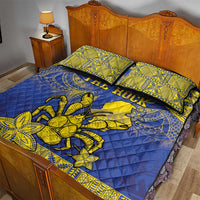 Niue The Rock Quilt Bed Set Niuean Crab Hiapo Pattern Blue Version LT05 - Polynesian Pride