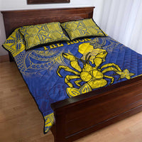 Niue The Rock Quilt Bed Set Niuean Crab Hiapo Pattern Blue Version LT05 - Polynesian Pride