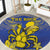 Niue The Rock Round Carpet Niuean Crab Hiapo Pattern Blue Version