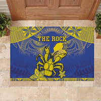 Niue The Rock Rubber Doormat Niuean Crab Hiapo Pattern Blue Version LT05 Blue - Polynesian Pride