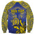 Personalised Niue The Rock Sweatshirt Niuean Crab Hiapo Pattern Blue Version