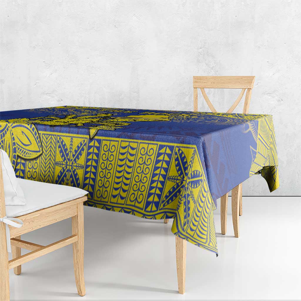 Niue The Rock Tablecloth Niuean Crab Hiapo Pattern Blue Version LT05 - Polynesian Pride