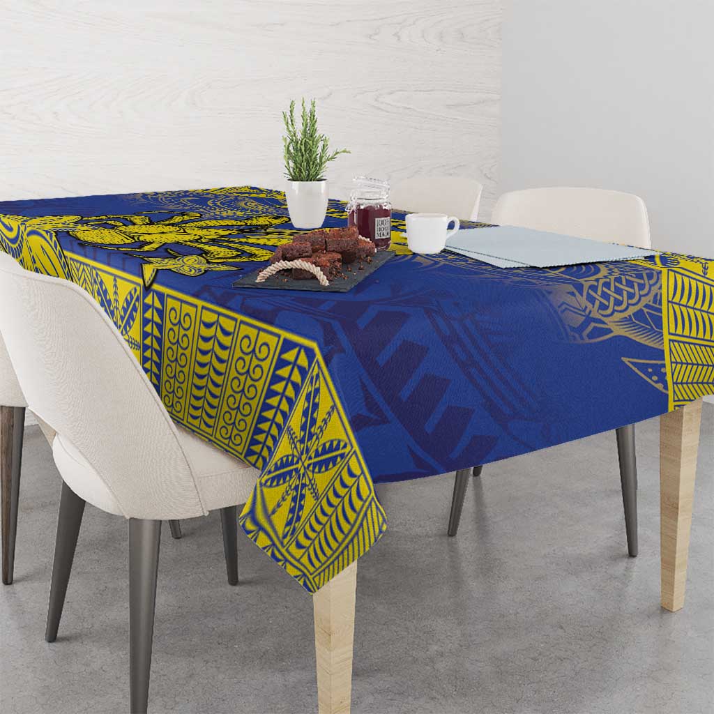 Niue The Rock Tablecloth Niuean Crab Hiapo Pattern Blue Version LT05 - Polynesian Pride