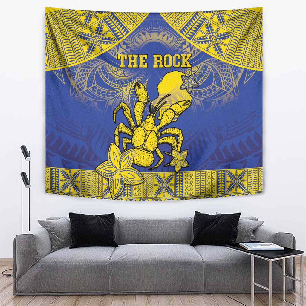 Niue The Rock Tapestry Niuean Crab Hiapo Pattern Blue Version